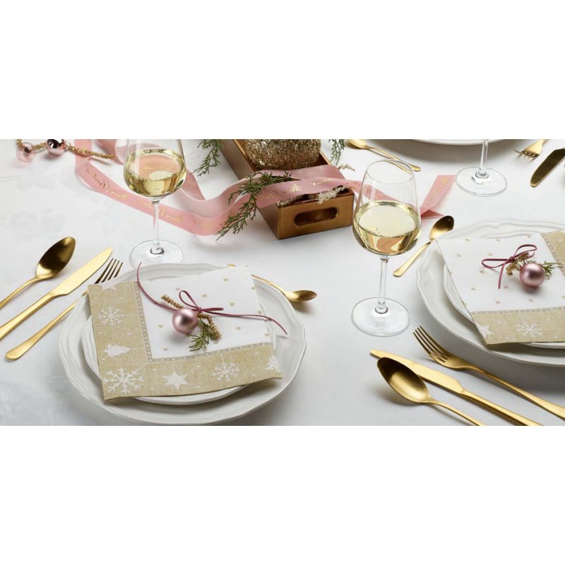 PAPSTAR serviettes motif Noël X-Mas, couleur argent, 400×400 mm, 50 pièces